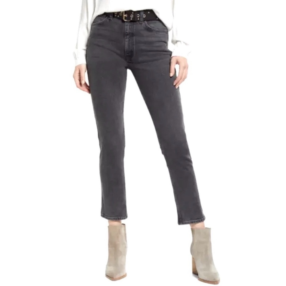 Etica Black Scarlet Mid Rise Slim Leg Ankle Jeans In Liverpool Wash Size 26